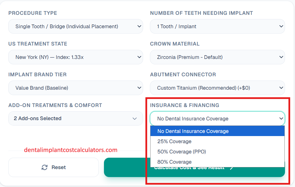 Select Insurance and Financing Option