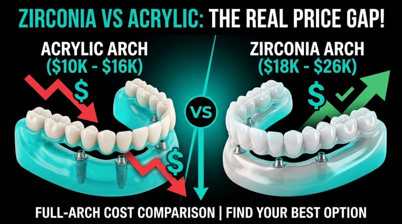 Zirconia vs Acrylic Full-Arch Implants: The Real Price Gap